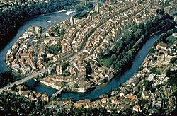 Město Bern z letadla